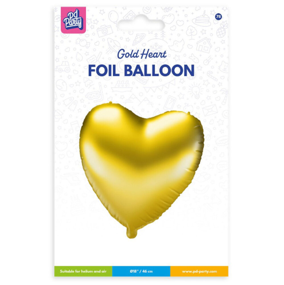Paper Dreams Helium Balloon Heart Gold Empty 46cm | per piece
