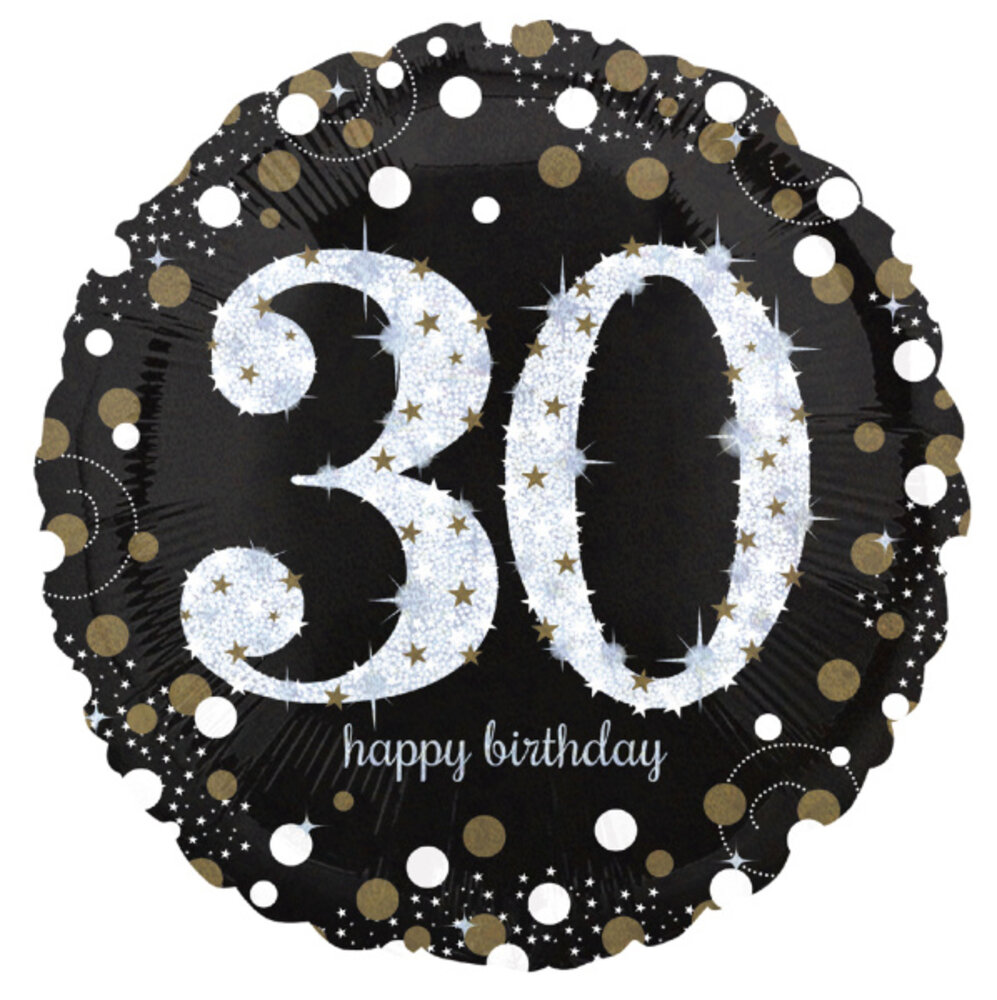 Anagram Helium Balloon 30 Years Sparkling Gold Empty 45cm | per piece