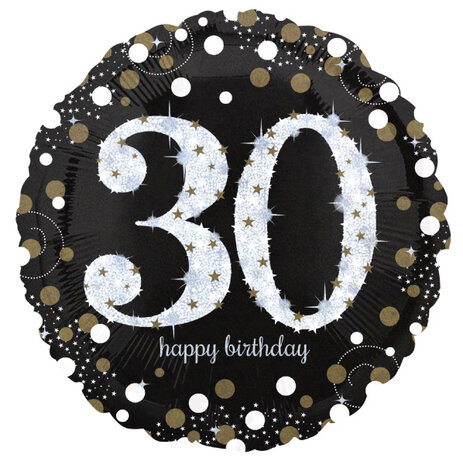 Anagram Heliumballon „30 Jahre Glitzergold“, leer, 45 cm | pro Stück