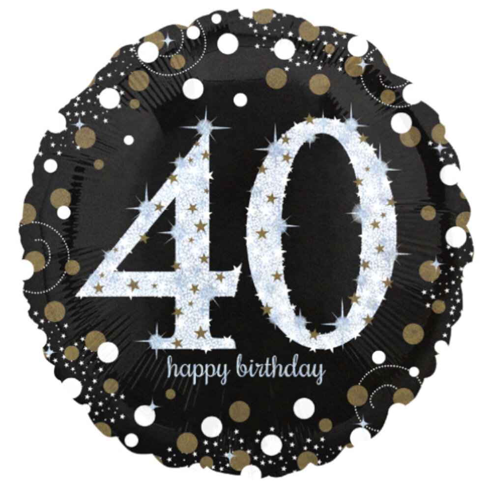 Anagram Helium Ballon 40 jaar Sparkling Goud Leeg 45cm | per stuk