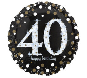 Anagram Helium Ballon 40 jaar Sparkling Goud Leeg 45cm | per stuk Anagram Helium Ballon 40 jaar Sparkling Goud Leeg 45cm | per stuk