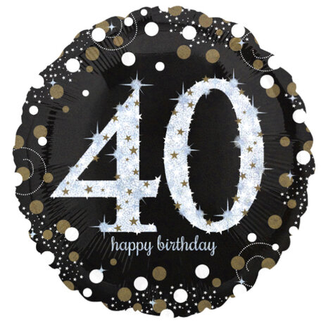 Anagram Helium Ballon 40 jaar Sparkling Goud Leeg 45cm | per stuk