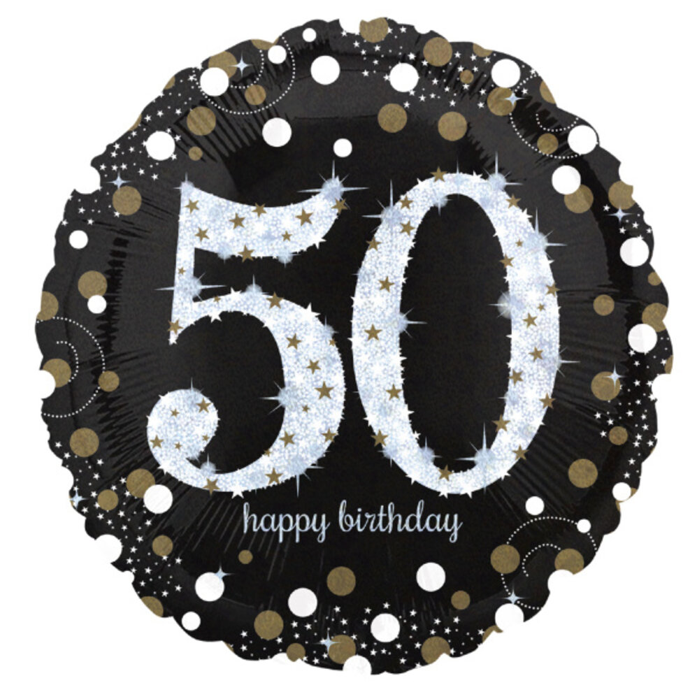 Anagram Heliumballon „50 Jahre“ – Funkelndes Gold, leer, 45 cm | pro Stück