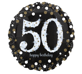 Anagram Heliumballon „50 Jahre“ – Funkelndes Gold, leer, 45 cm | pro Stück