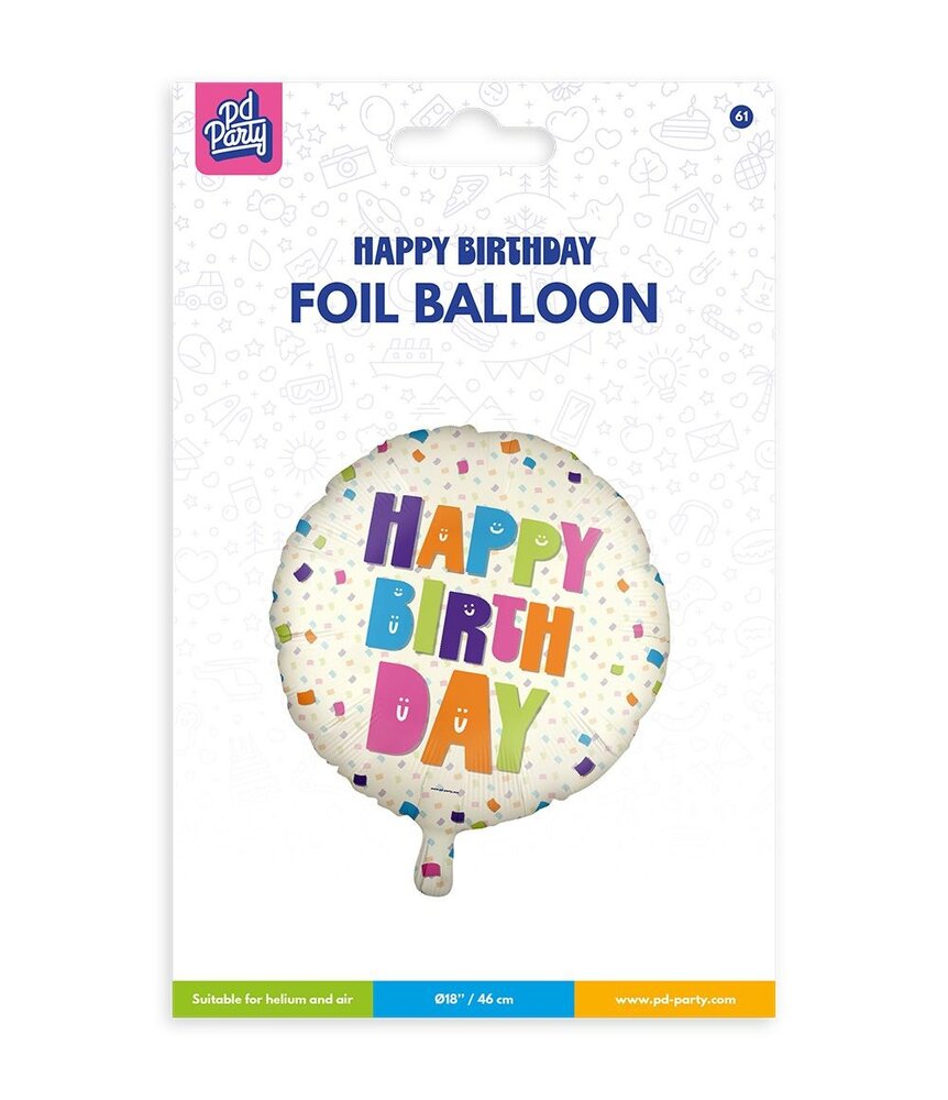 Paper Dreams Happy Birthday Helium Ballon 45cm Leeg | per stuk Paper Dreams Happy Birthday Helium Ballon 45cm Leeg | per stuk