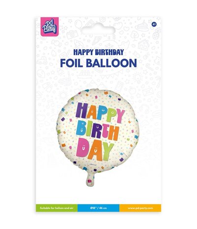 Paper Dreams Happy Birthday Helium Ballon 45cm Leeg | per stuk Paper Dreams Happy Birthday Helium Ballon 45cm Leeg | per stuk