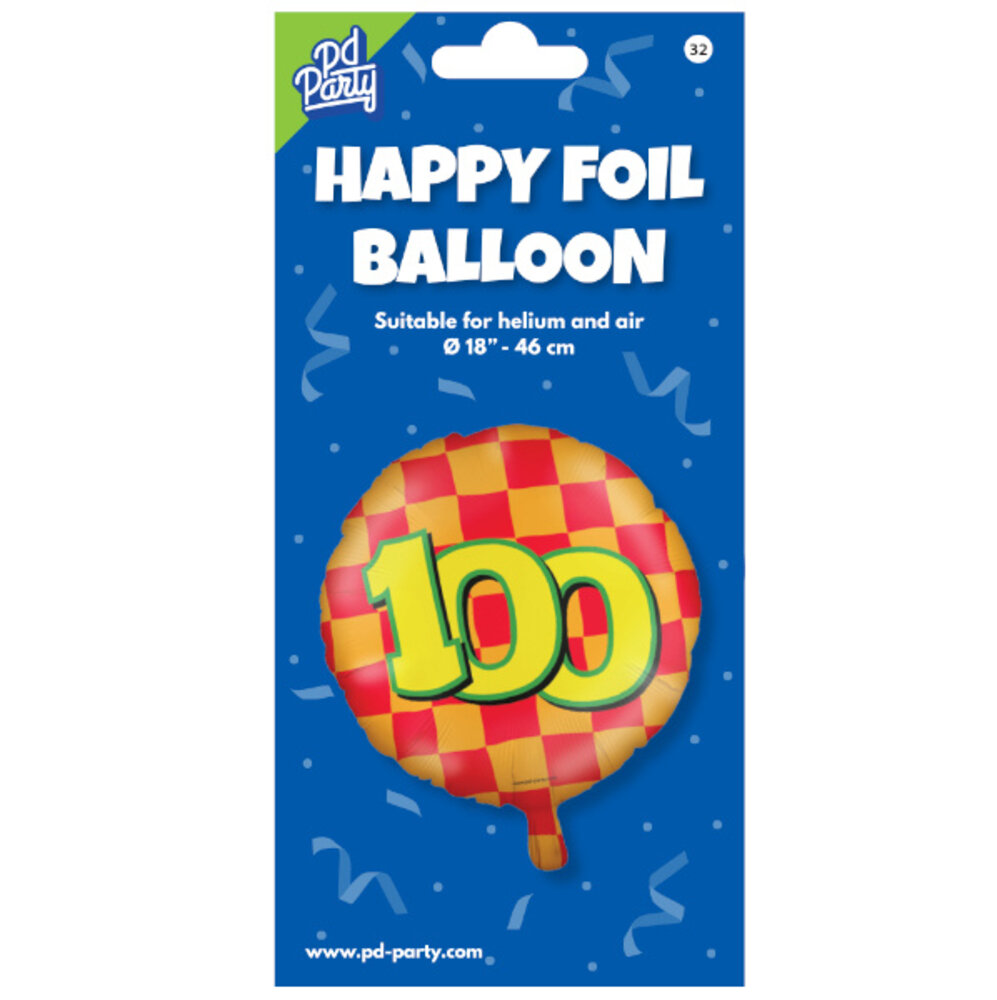 Paper Dreams Helium ballon 100 jaar party 45cm | per stuk Paper Dreams Helium ballon 100 jaar party 45cm | per stuk