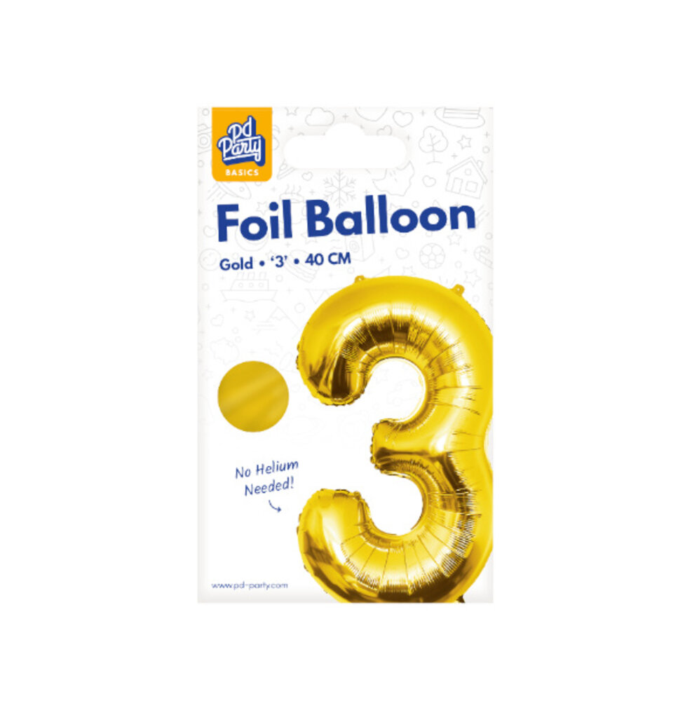 Paper Dreams Balloon Foil 3 Gold 40cm | per piece