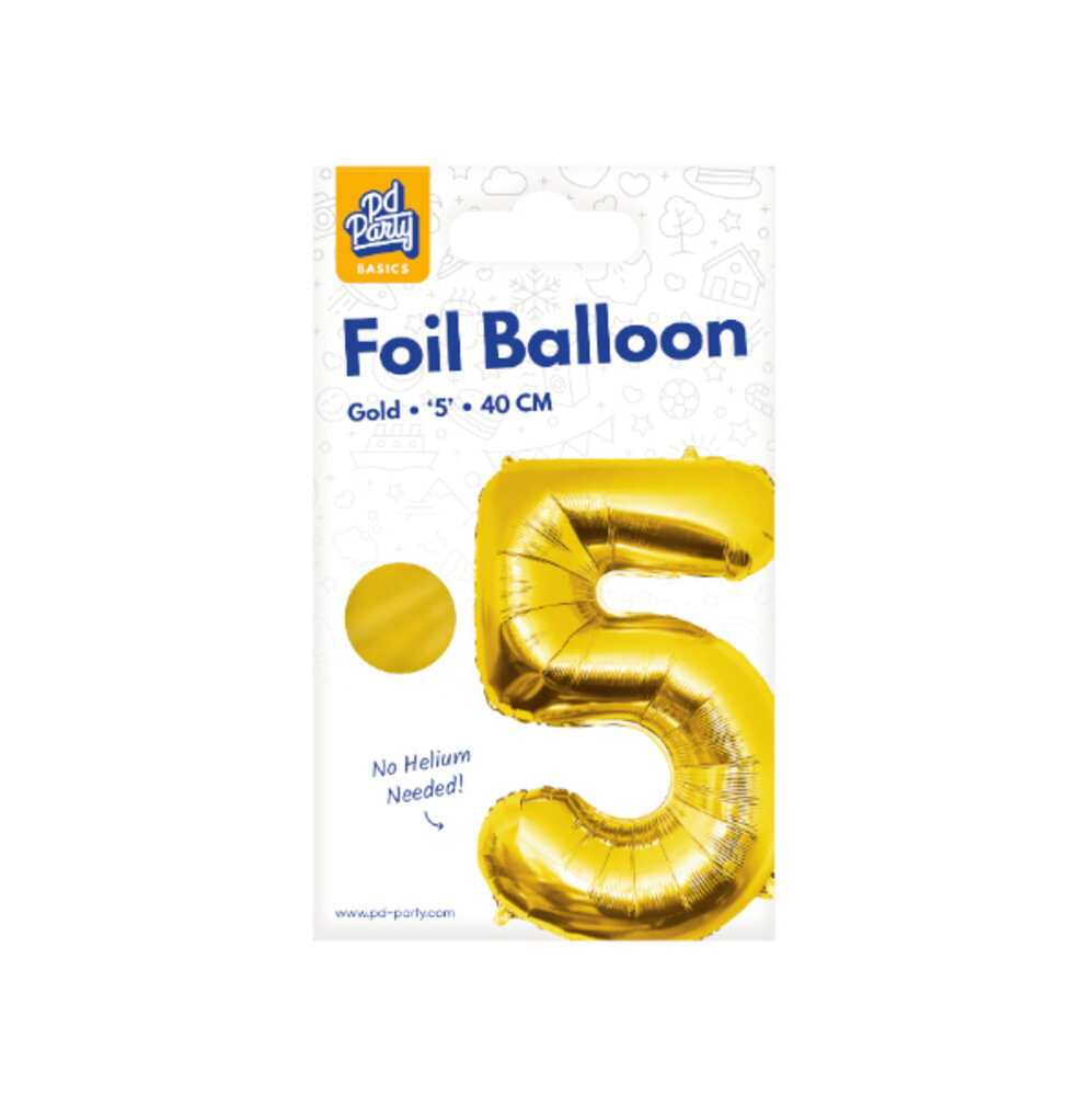 Paper Dreams Ballon Folie 5 Goud 40cm | per stuk