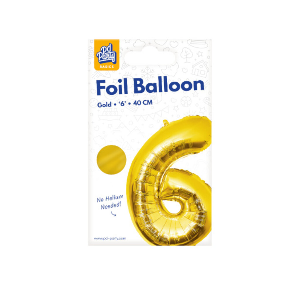 Paper Dreams Ballon Folie 6 Goud 40cm | per stuk