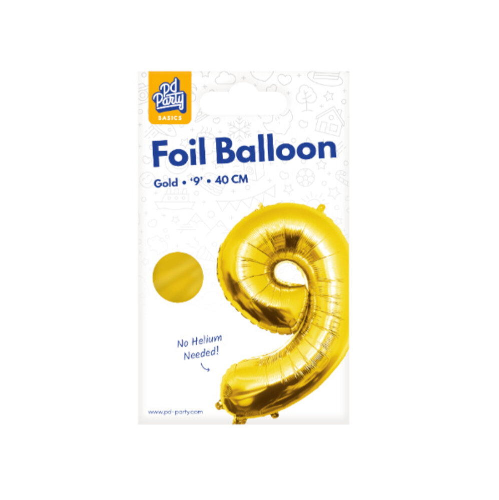 Paper Dreams Folienballon 9 Gold 40cm | pro Stück