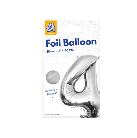 Paper Dreams Ballon Folie 4 Zilver 40cm | per stuk Paper Dreams Ballon Folie 4 Zilver 40cm | per stuk
