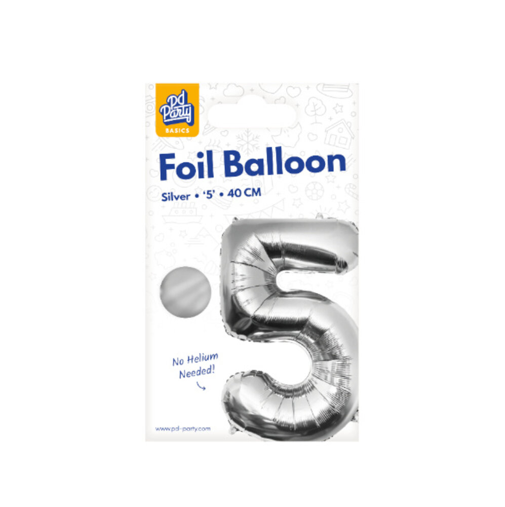 Paper Dreams Folienballon 5 Silber 40 cm | pro Stück
