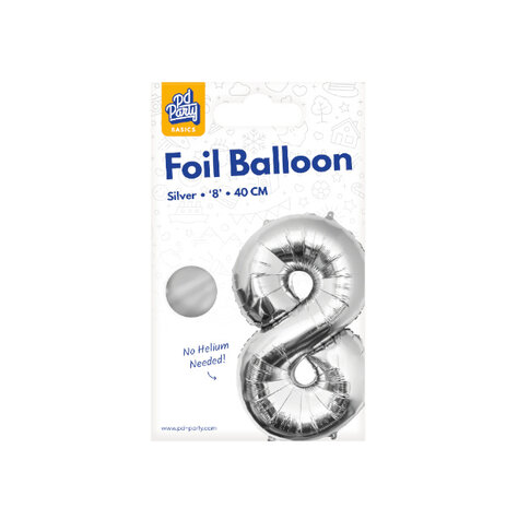 Paper Dreams Ballon Folie 8 Zilver 40cm | per stuk Paper Dreams Ballon Folie 8 Zilver 40cm | per stuk