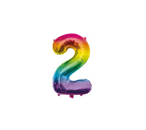 Paper Dreams Folienballon Zahl 2 Regenbogen 40 cm | pro Stück