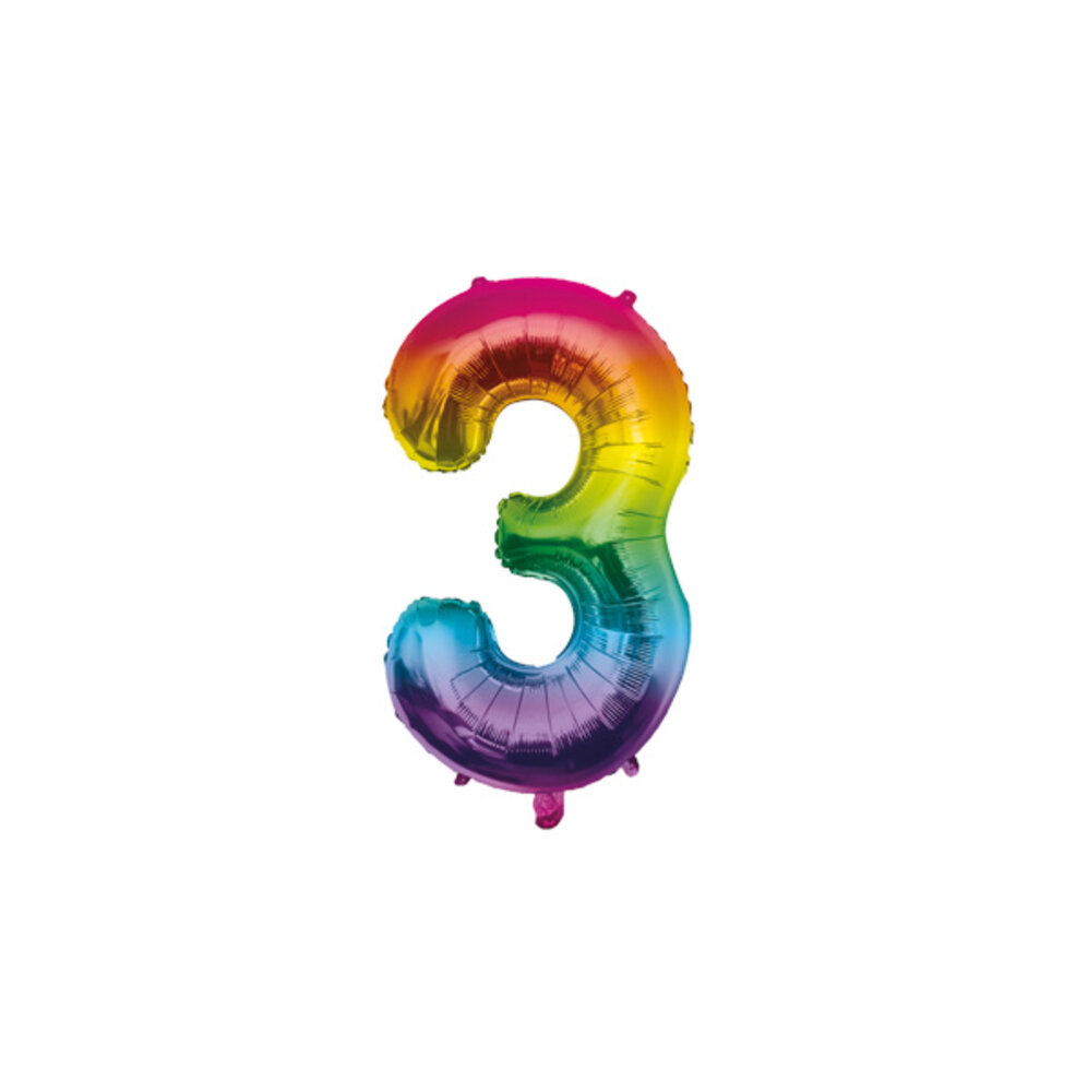 Paper Dreams Folienballon Zahl 3 Regenbogen 40 cm | pro Stück