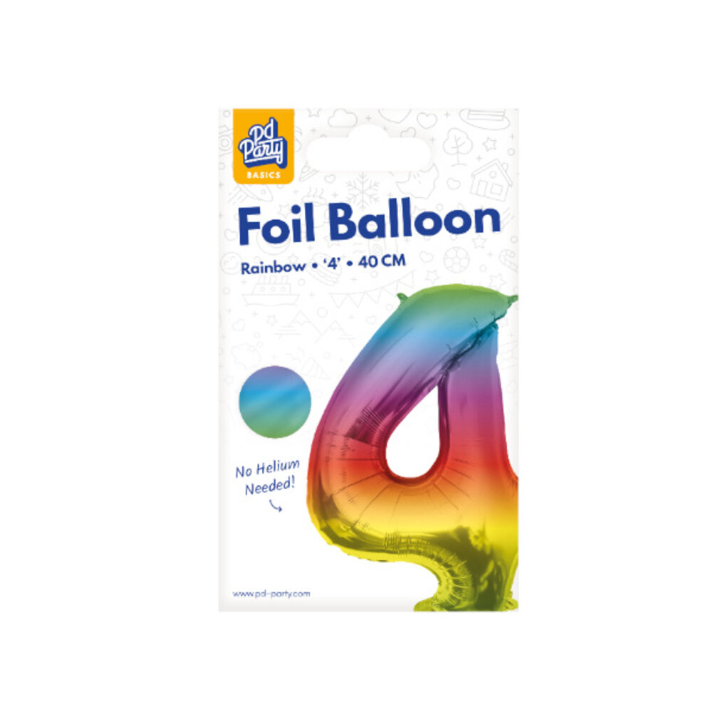 Paper Dreams Balloon Foil Number 4 Rainbow 40cm | per piece