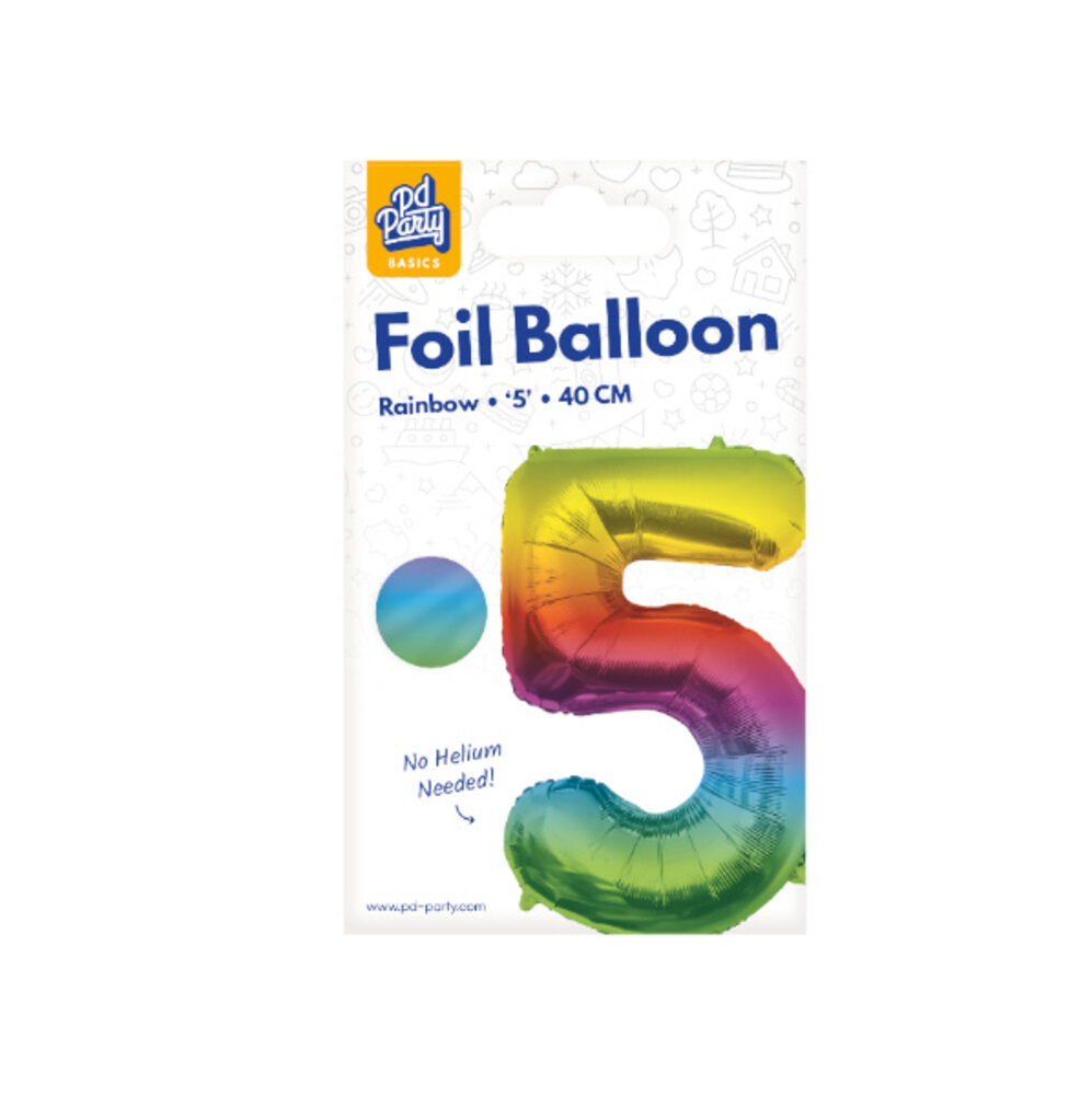 Paper Dreams Balloon Foil Number 5 Rainbow 40cm | per piece