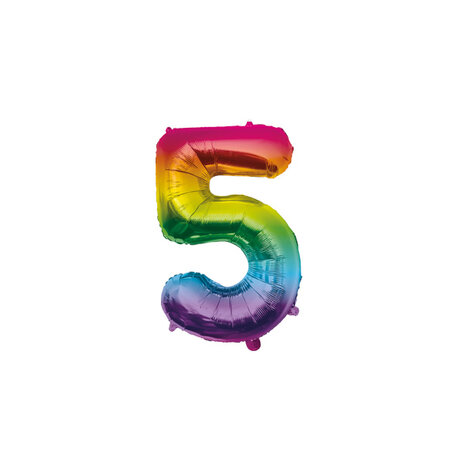 Paper Dreams Balloon Foil Number 5 Rainbow 40cm | per piece