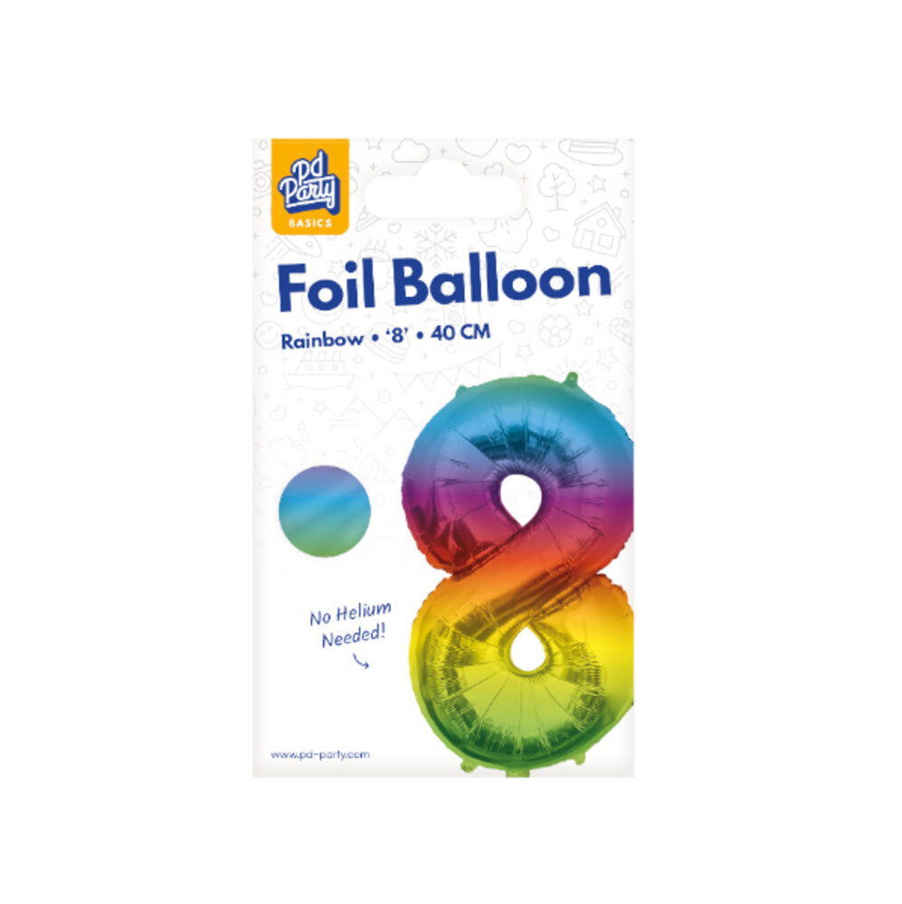 Paper Dreams Balloon Foil Number 8 Rainbow 40cm | per piece