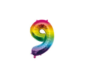 Paper Dreams Balloon Foil Number 9 Rainbow 40cm | per piece