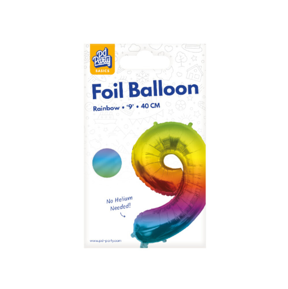 Paper Dreams Balloon Foil Number 9 Rainbow 40cm | per piece