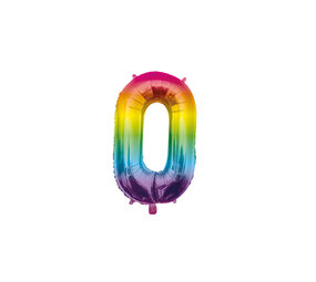 Paper Dreams Balloon Foil Number 0 Rainbow 40cm | per piece