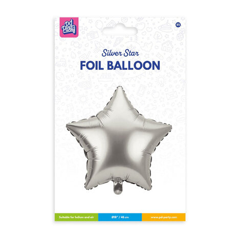 Paper Dreams Helium Ballon Ster Zilver 46cm Leeg | per stuk Paper Dreams Helium Ballon Ster Zilver 46cm Leeg | per stuk