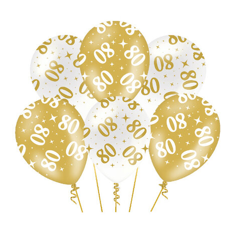 Paper Dreams Ballons fantaisie pour un 80e anniversaire (30 cm) | Lot de 6