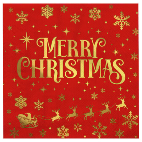 Paper Dreams Serviettes de table de Noël « Joyeux Noël » rouges 33 x 33 cm | 16 pièces