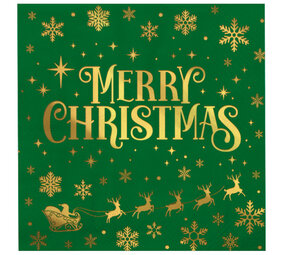 Paper Dreams Kerst Servetten Merry Christmas Groen 33x33cm | 16 stuks Paper Dreams Kerst Servetten Merry Christmas Groen 33x33cm | 16 stuks