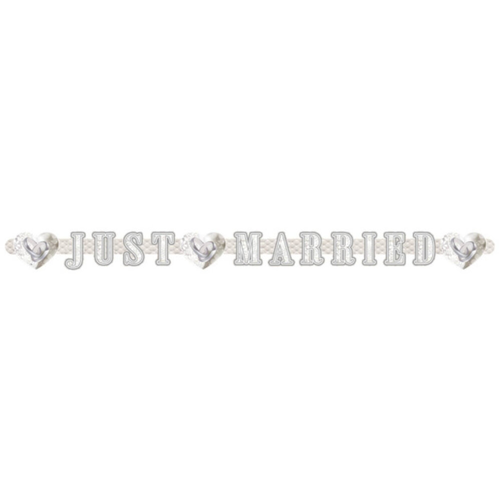 Folat Buchstabengirlande „Just Married“ mit Ringen, 215 cm | pro Stück