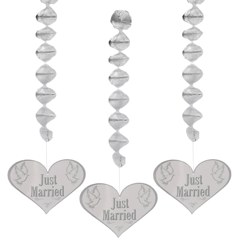 Folat Hängende Dekoration „Just Married“, 75 cm | 3 Stück
