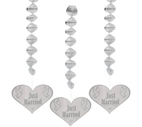 Folat Hängende Dekoration „Just Married“, 75 cm | 3 Stück