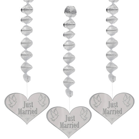 Folat Hängende Dekoration „Just Married“, 75 cm | 3 Stück
