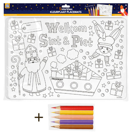Paper Dreams Sinterklaas Kleurplaat Placemats | 4 stuks Paper Dreams Sinterklaas Kleurplaat Placemats | 4 stuks