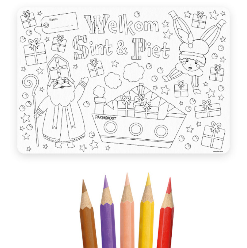 Paper Dreams Sinterklaas Kleurplaat Placemats | 4 stuks Paper Dreams Sinterklaas Kleurplaat Placemats | 4 stuks