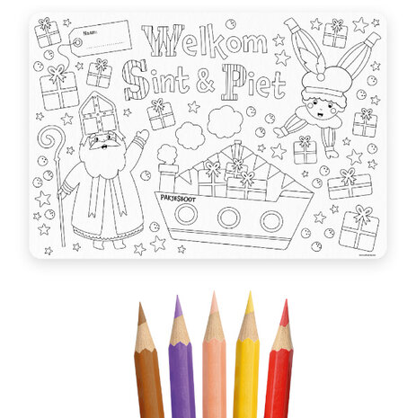 Paper Dreams Sinterklaas Kleurplaat Placemats | 4 stuks Paper Dreams Sinterklaas Kleurplaat Placemats | 4 stuks