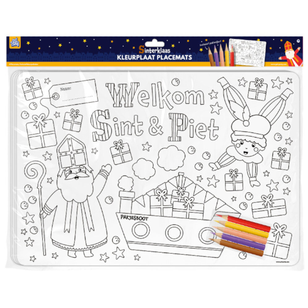 Paper Dreams Sinterklaas Kleurplaat Placemats | 4 stuks Paper Dreams Sinterklaas Kleurplaat Placemats | 4 stuks
