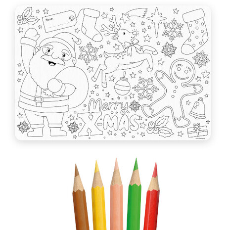 Paper Dreams Kerst Kleurplaat Placemats | 4 stuks Paper Dreams Kerst Kleurplaat Placemats | 4 stuks