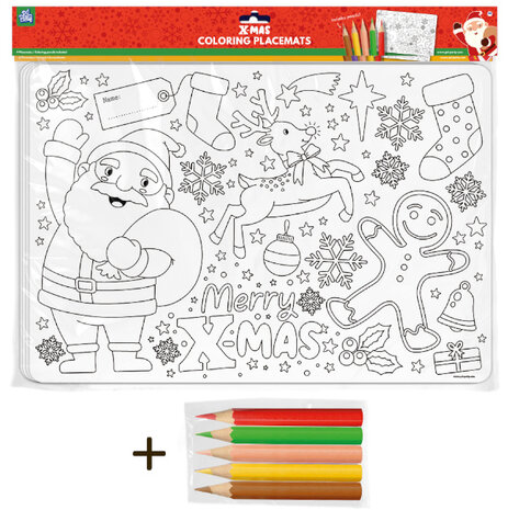 Paper Dreams Kerst Kleurplaat Placemats | 4 stuks Paper Dreams Kerst Kleurplaat Placemats | 4 stuks