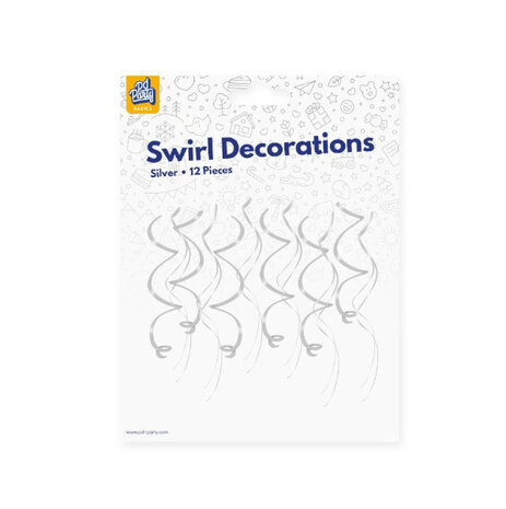 Paper Dreams Decoratie Swirls Zilver 70cm | 12 stuks Paper Dreams Decoratie Swirls Zilver 70cm | 12 stuks