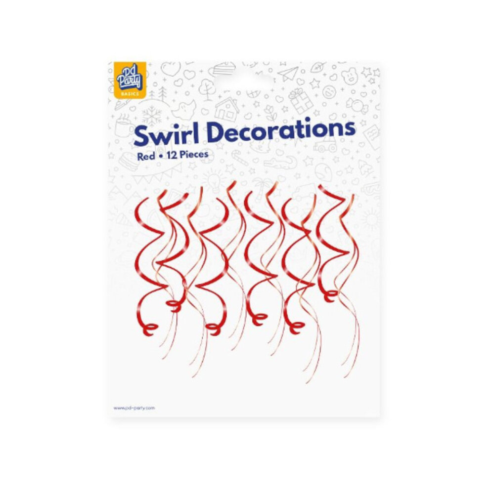 Paper Dreams Red Swirls Decoration 70cm | 12 pieces