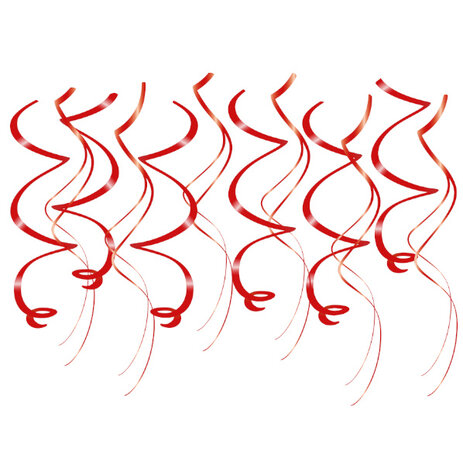 Paper Dreams Décoration tourbillons rouges 70 cm | 12 pièces