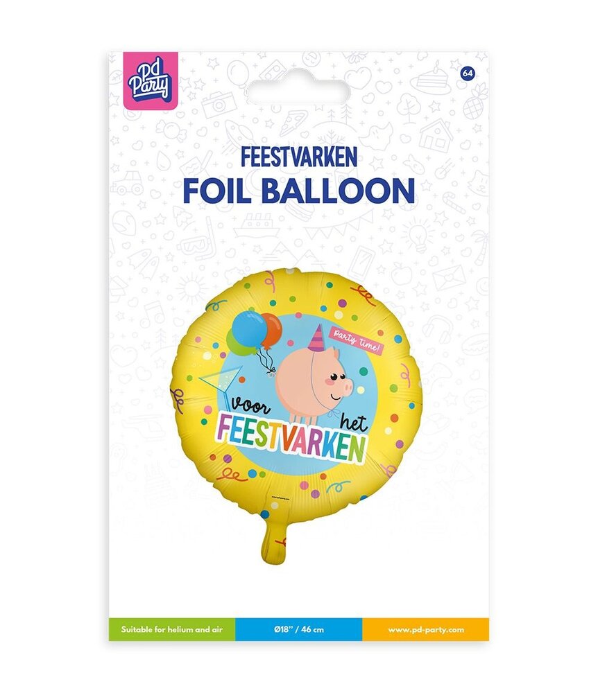 Paper Dreams Feestvarken Helium Ballon 45cm Leeg | per stuk Paper Dreams Feestvarken Helium Ballon 45cm Leeg | per stuk
