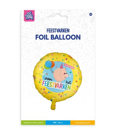 Paper Dreams Feestvarken Helium Ballon 45cm Leeg | per stuk Paper Dreams Feestvarken Helium Ballon 45cm Leeg | per stuk