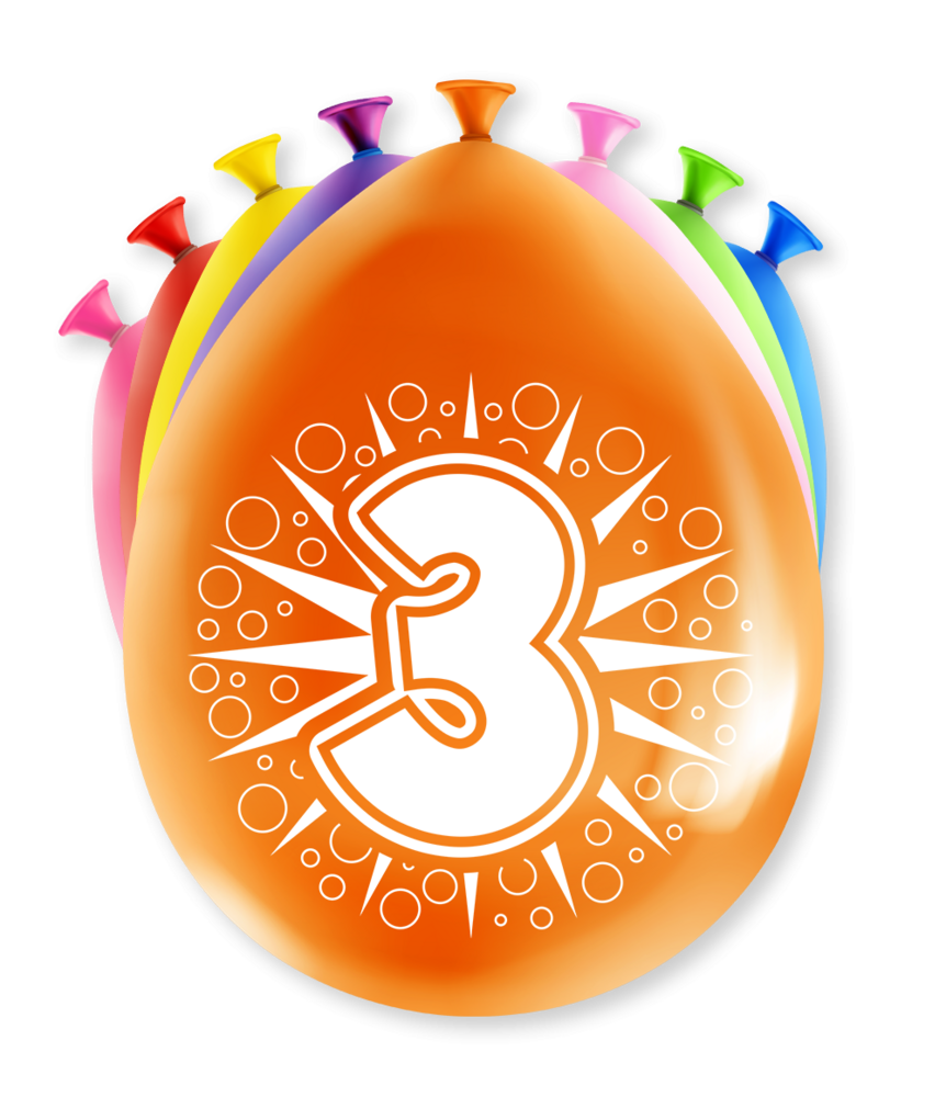 Paper Dreams Ballons pour fête d'anniversaire de 3 ans, 30 cm | 8 pièces