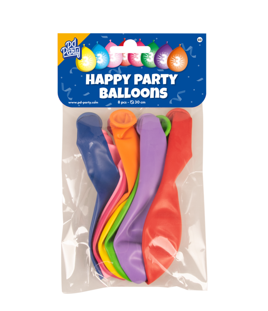 Paper Dreams 3 Years Party Balloons 30cm | 8 pieces