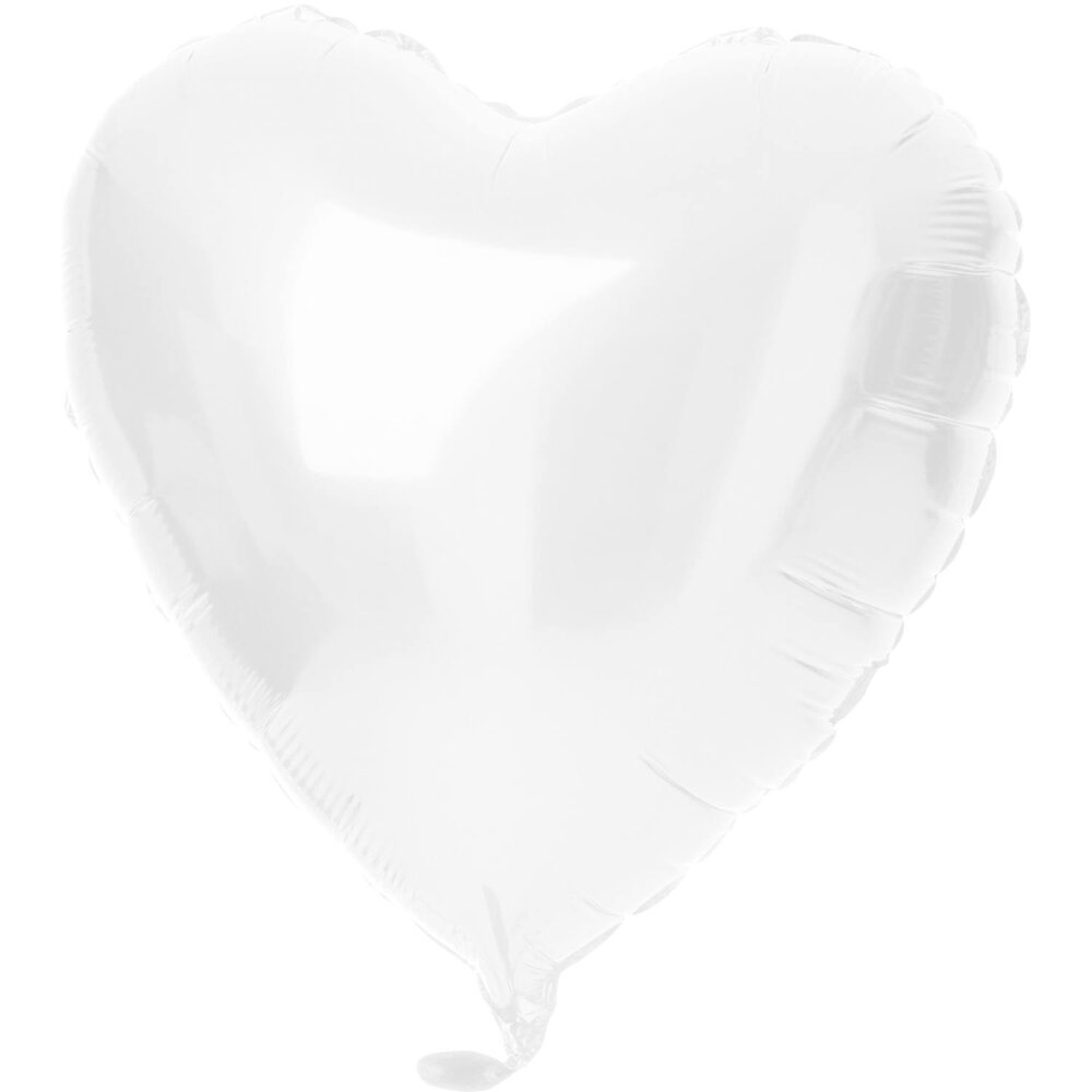 Folat Ballon en aluminium en forme de cœur, blanc métallisé mat | 45 cm