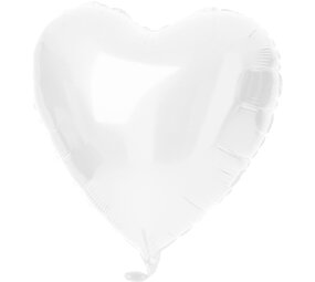 Folat Folieballon Hartvormig Wit Metallic Mat | 45cm